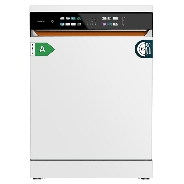 Cecotec Bolero Aguazero 6900 Lavavajillas - 15 Cubiertos - Temperatura Regulable - Pantalla XXL - 8 Programas - Motor Inverter - Inicio Programable -  1