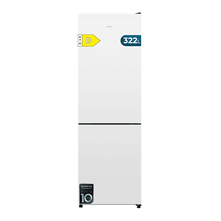 Cecotec Bolero CoolMarket Combi 322i White D Frigorifico Combi - Luz LED - Temperatura Regulable - Total Nofrost - Frio Envolvente - Cajon Humedad Reg 1