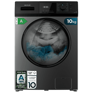 Cecotec Bolero DressCode 10410 Inverter Steel A Lavadora de Carga Frontal - 10kg - Centrifugado 1400rpm - Temperatura Regulable - Seguro Infantil - Mo