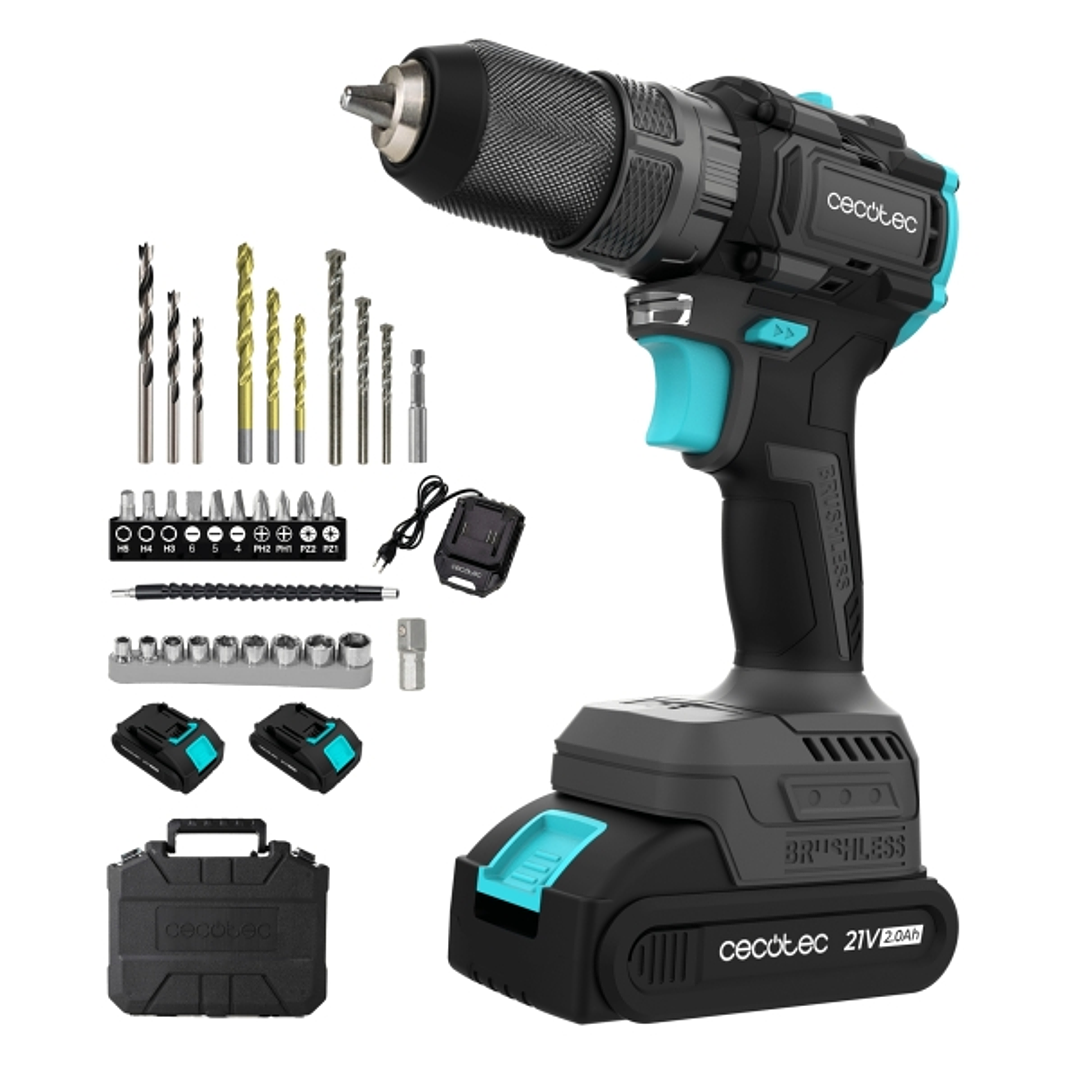 Cecotec PowerForce 3000 Impact Brushless Taladro Percutor Inalambrico - 2 Baterias 21V 2Ah - Par de Apriete 50Nm - 1.500rpm - Percutor 32.000Ipm - Luz 1