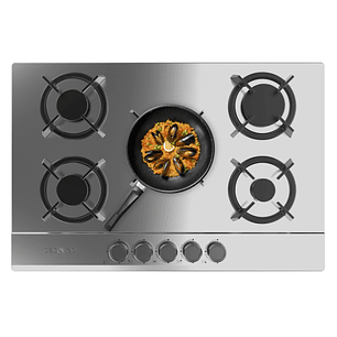Cecotec Bolero Squad G 5200S Inox Cocina de Gas Encastrable - 5 Quemadores - Acero Inoxidable - 11kW - Parrillas de Hierro Fundido - Inyector Converto