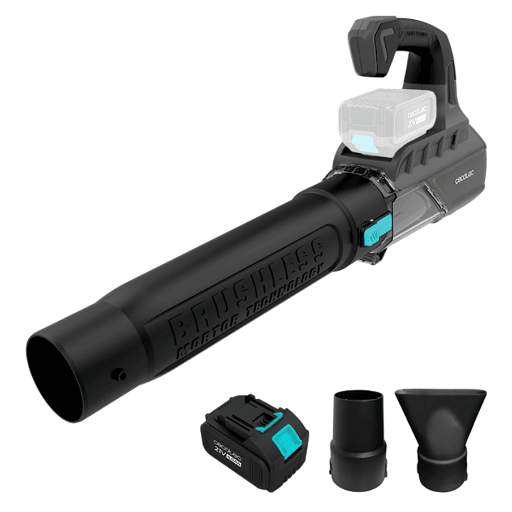 Cecotec AirForce 4000 Bazooka Turbo Soplador de Hojas Inalambrico - Bateria 21V 4Ah - Modo Turbo - Motor sin Escobillas - Velocidad hasta 200km/h - Co 1