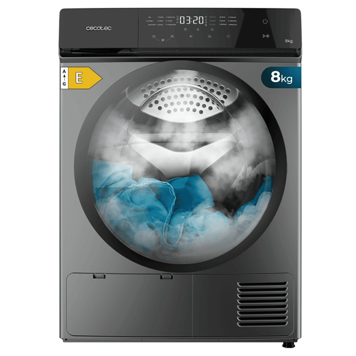 Cecotec Bolero DressCode Dry 8400 Steel Secadora con Bomba de Calor de 8kg - 15 Programas - Tambor Bidireccional de Acero Inoxidable - Inicio Programa 1