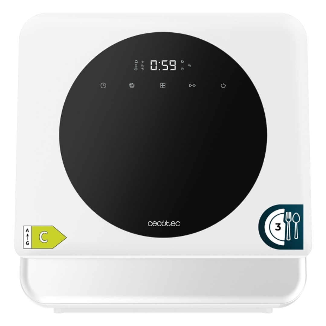 Cecotec Bolero Aguazero 1100 Mini Lavavajillas - 3 Cubiertos - Capacidad 5L - 6 Programas - Inicio Programable - Color Blanco 1