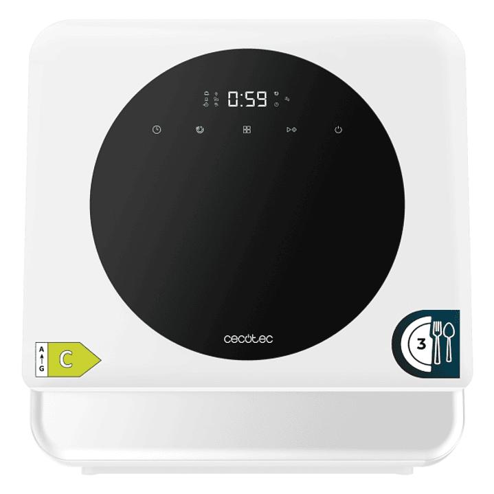 Cecotec Bolero Aguazero 1100 Mini Lavavajillas - 3 Cubiertos - Capacidad 5L - 6 Programas - Inicio Programable - Color Blanco 1