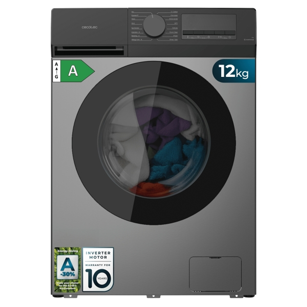 Cecotec Bolero DressCode 12450 Inverter Steel Lavadora de Carga Frontal - Capacidad 12kg - Velocidad 1400rpm - Temperatura Regulable - Display LED - M 1