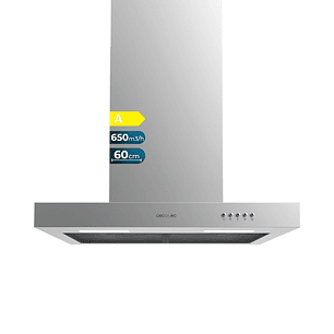 Cecotec Bolero Flux TM 606500 Inox A Campana Extractora de 60cm - 165W - Succion 650m3/h - Luz LED - Incluye Accesorios - Acero Inoxidable - Kit de Mo