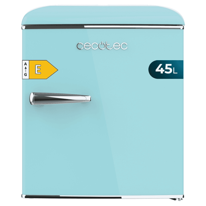 Cecotec Bolero CoolMarket TT Origin 45 Blue E Mini Frigorifico - Capacidad 45L - Estilo Retro - Cajon para Hielo - Tirador Cromado - 44.7x53.4x55cm -  1
