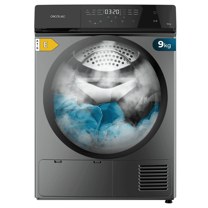 Cecotec Bolero DressCode Dry 9400 Steel Secadora con Bomba de Calor de 9kg - 15 Programas - Tambor Bidireccional de Acero Inoxidable - Inicio Programa 1