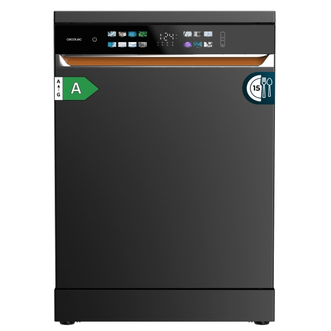 Cecotec Bolero Aguazero 6900 Dark Lavavajillas - 15 Cubiertos - Temperatura Regulable - Pantalla XXL - 8 Programas - Motor Inverter - Inicio Programab 1