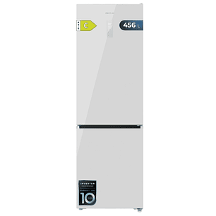 Cecotec Bolero CoolMarket Combi 456 White Glass C Frigorifico Combi - Capacidad 456L - Compresor Inverter - Total Nofrost - Pantalla en Puerta - Frio 