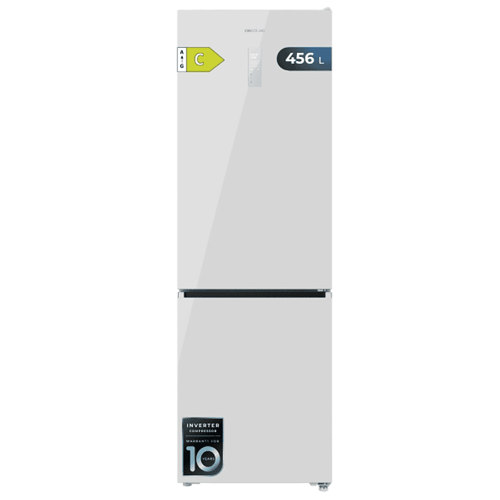 Cecotec Bolero CoolMarket Combi 456 White Glass C Frigorifico Combi - Capacidad 456L - Compresor Inverter - Total Nofrost - Pantalla en Puerta - Frio  1