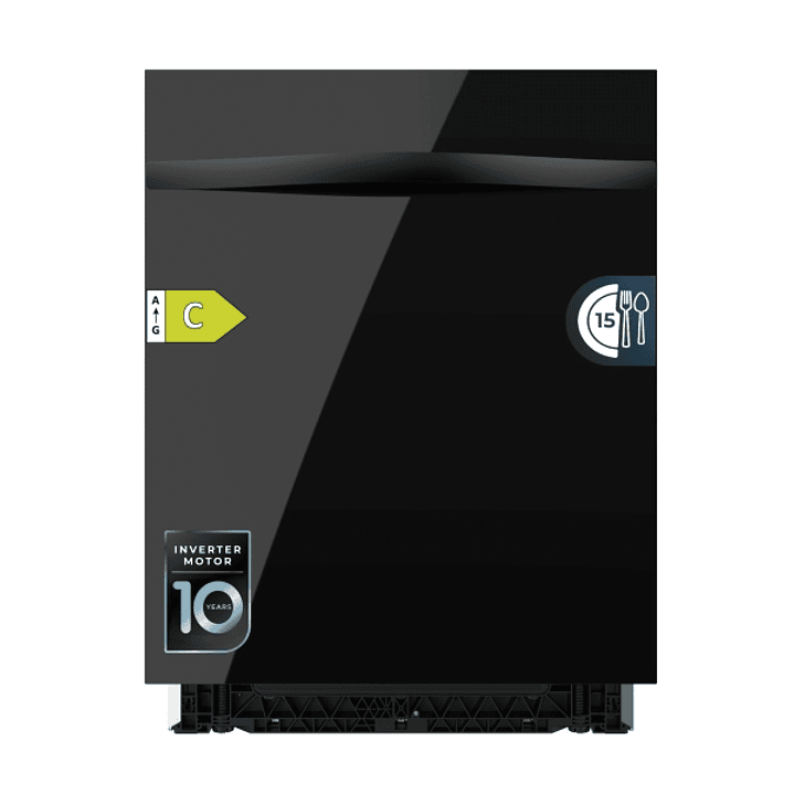 Cecotec Bolero Aguazero 6620 Full-BI Matt Black Glass Lavavajillas Integrable de 60cm - 15 Servicios - Modo Turbo - 8 Programas - Motor Inverter - Ini 1