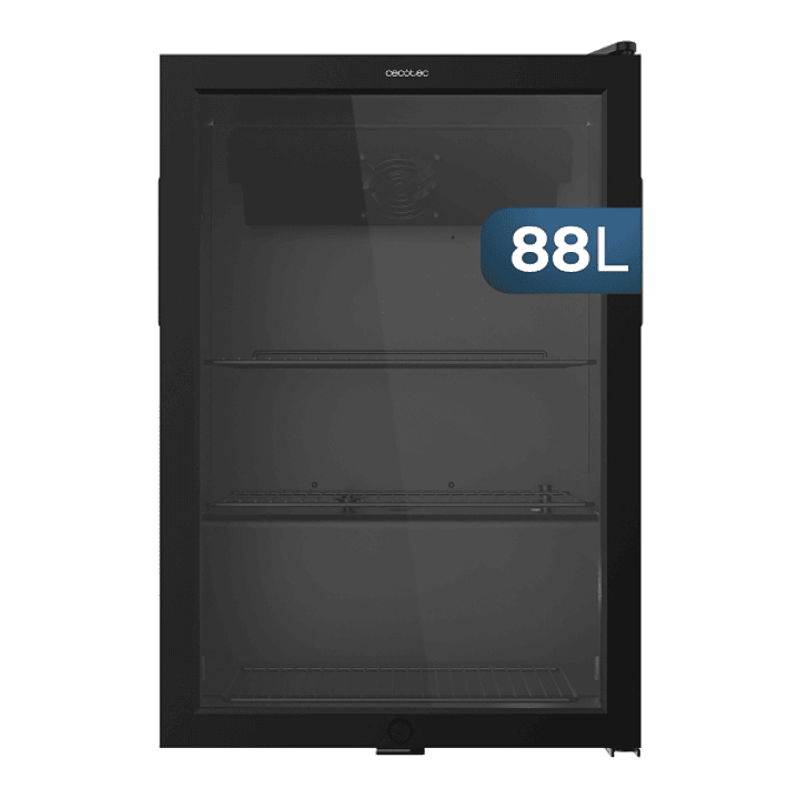 Cecotec Bolero CoolMarket BC 72 Black Nevera Minibar - Capacidad 72L - 88 Latas - Luz LED - Temperatura Regulable de 0 a 10ºC - Puerta de Cristal - Co 1
