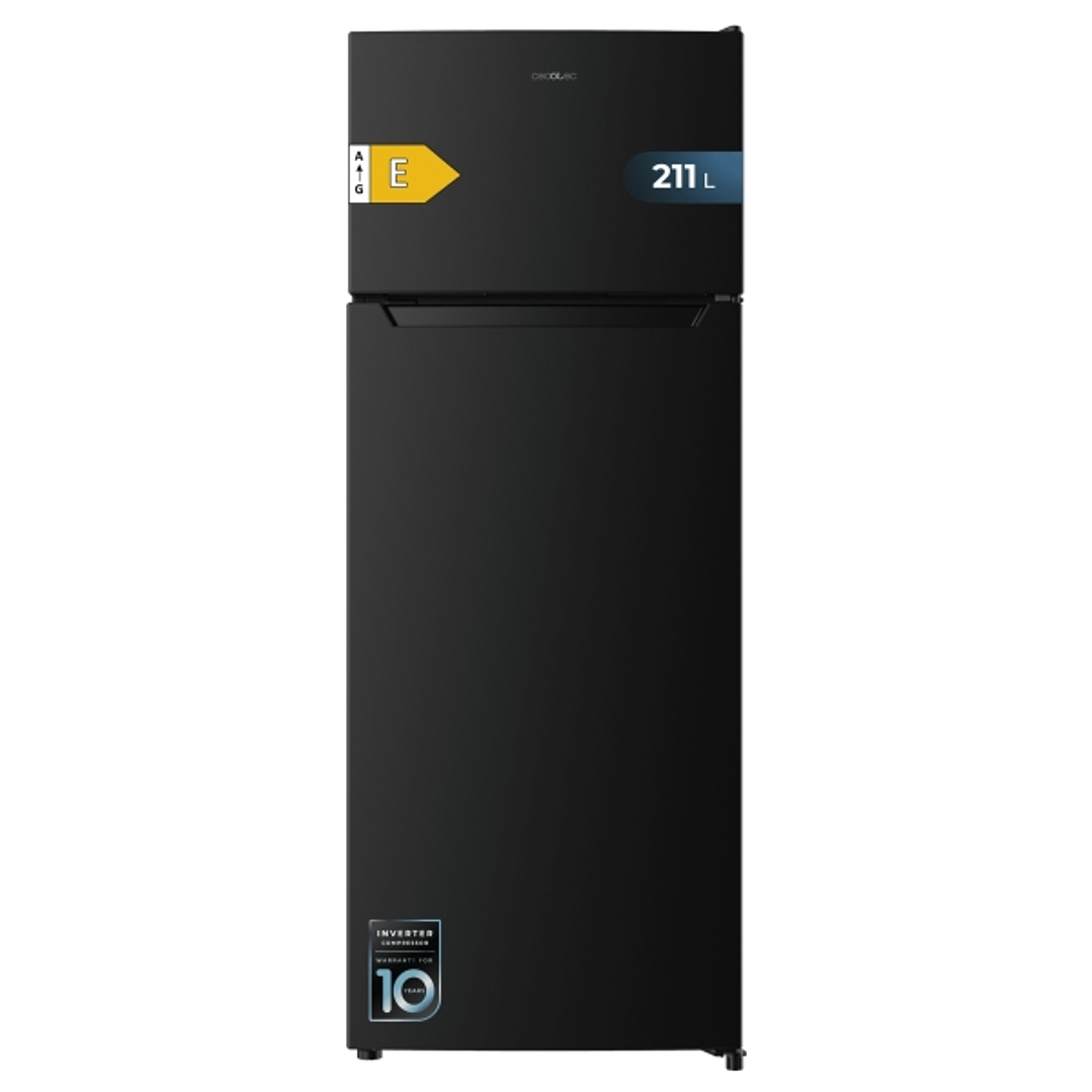 Cecotec Bolero CoolMarket 2D 211 Black E Frigorifico Dos Puertas - Capacidad 211L - Luz LED - Balcon XL - Puertas Minimalistas sin Bordes - Clase E -  1