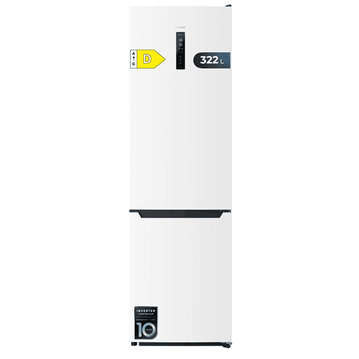 Cecotec Bolero CoolMarket Combi 322T White D Frigorifico Combi - Capacidad 322L - Compresor Inverter - Modo Vacaciones - Frio Envolvente - Cajon Humed 1
