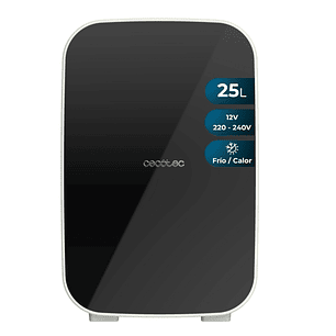 Cecotec Bolero MiniCooling 25L Bahamas Black Mini Frigorifico Portatil - Capacidad 25L - 12V/220V - Temperatura Regulable - Enfria hasta 7ºC - Funcion