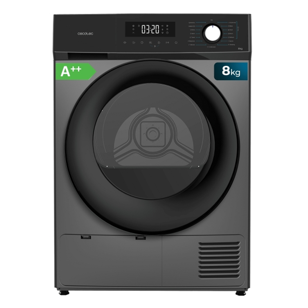 Cecotec Bolero Dresscode Dry 8300 Steel Secadora con Bomba de Calor de 8kg - 15 Programas - Inicio Programable - Bloqueo de Seguridad - Color Gris Osc 1