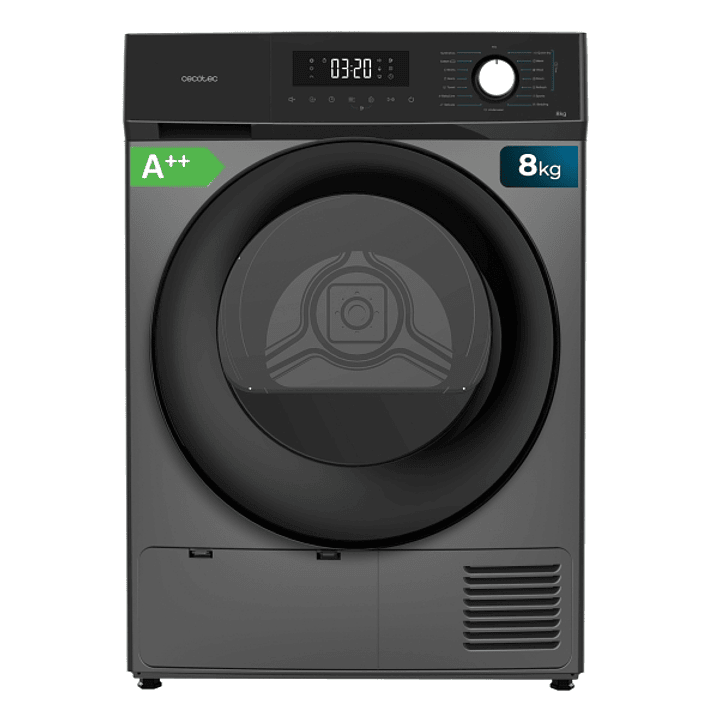 Cecotec Bolero Dresscode Dry 8300 Steel Secadora con Bomba de Calor de 8kg - 15 Programas - Inicio Programable - Bloqueo de Seguridad - Color Gris Osc 1