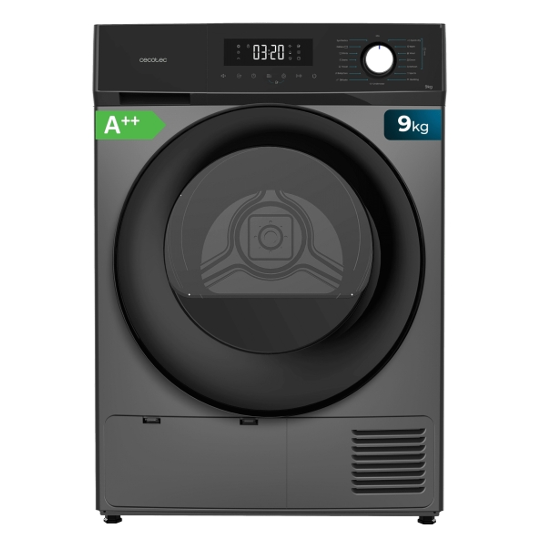 Cecotec Bolero Dresscode Dry 9300 Steel Secadora con Bomba de Calor de 9kg - 15 Programas - Inicio Programable - Bloqueo de Seguridad - Color Gris Osc 1
