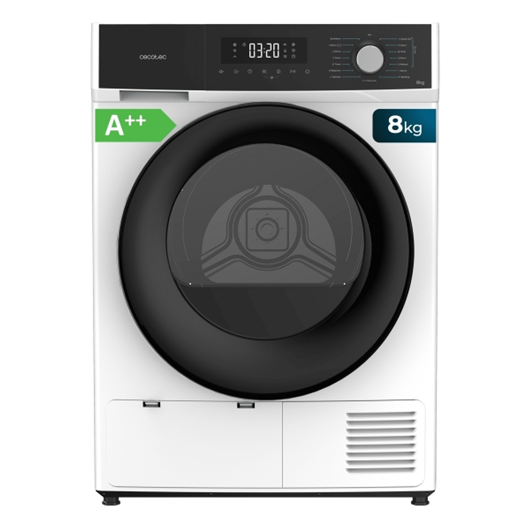 Cecotec Bolero Dresscode Dry 8300 Secadora con Bomba de Calor de 8kg - 15 Programas - Inicio Programable - Bloqueo de Seguridad - Color Blanco y Negro 1