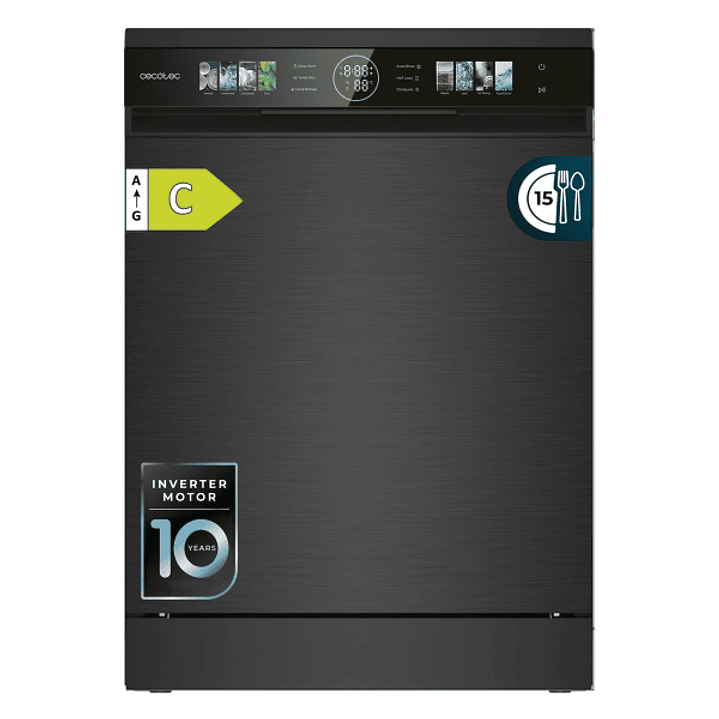 Cecotec Bolero Aguazero 6620 Dark Lavavajillas de 60cm - 15 Servicios - Modo Turbo - Pantalla XXL - 8 Programas - Motor Inverter - Inicio Programable  1