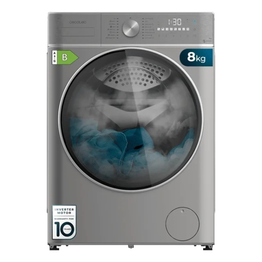 Cecotec Bolero Wash and Dry 8590 Inverter Steel Max Lavadora Secadora - Capacidad 8kg - Velocidad 1400rpm - Motor Inverter - 16 Programas - Color Gris 1