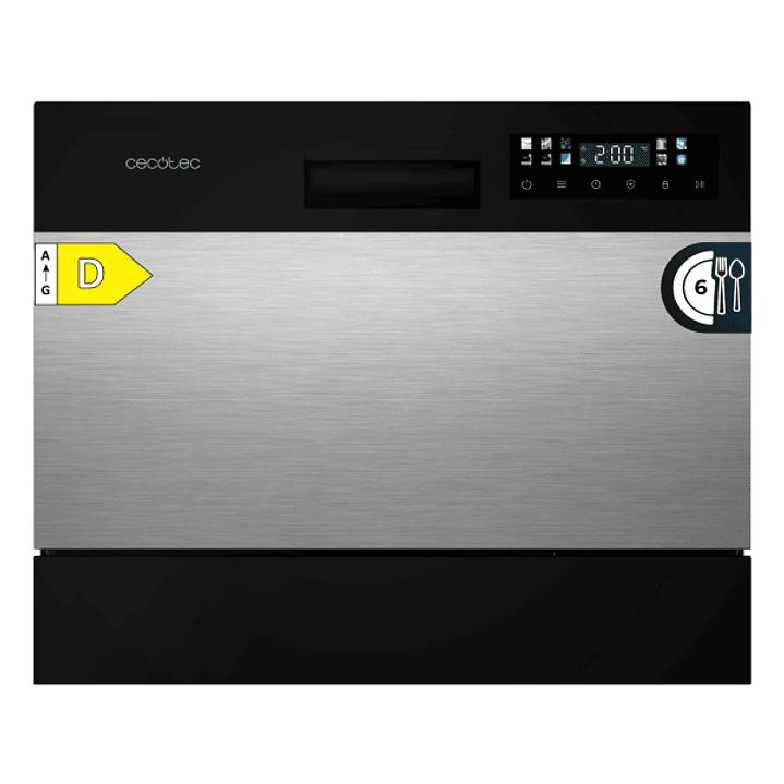 Cecotec Bolero Aguazero 2300 Inox Lavavajillas - 6 Cubiertos - Temperatura Regulable - Acero Inoxidable - Seguro Infantil - 8 Programas - Inicio Progr 1