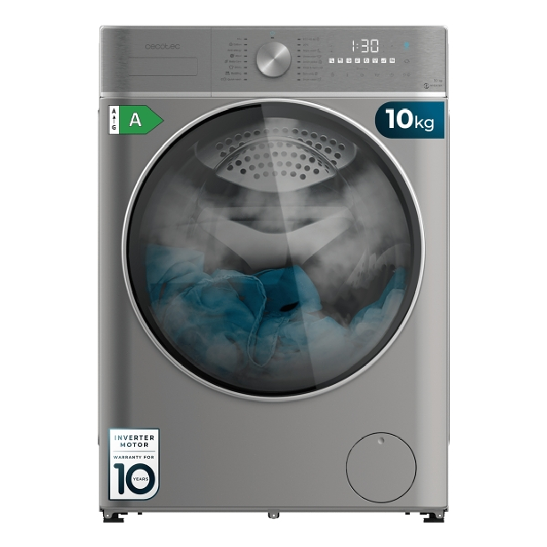 Cecotec Bolero DressCode 10800 Inverter Steel A Lavadora de Carga Frontal - Capacidad 10kg - Velocidad 1400rpm - Seguro Infantil - Motor Inverter - 16 1