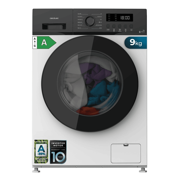 Cecotec Bolero DressCode 9155 Inverter Lavadora de Carga Frontal - Capacidad 9kg - Velocidad 1400rpm - Seguro Infantil - Display LED - Motor Inverter  1