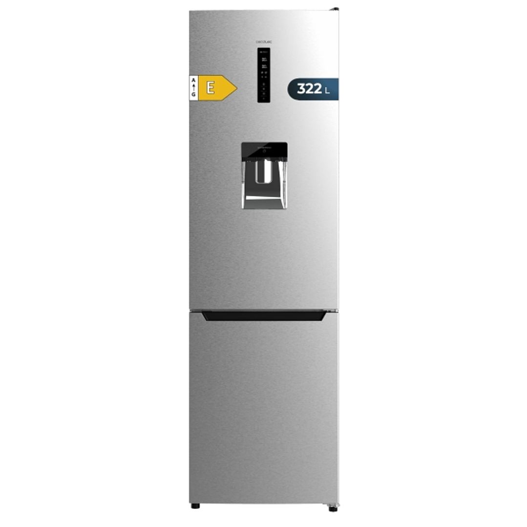 Cecotec Bolero CoolMarket Combi 322 WD Inox E Frigorifico Combi - Capacidad 322L - Compresor Inverter - Modo Vacaciones - Dispensador de Agua - Frio E 1