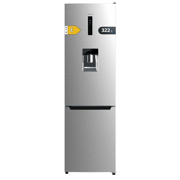 Cecotec Bolero CoolMarket Combi 322 WD Inox E Frigorifico Combi - Capacidad 322L - Compresor Inverter - Modo Vacaciones - Dispensador de Agua - Frio E 1