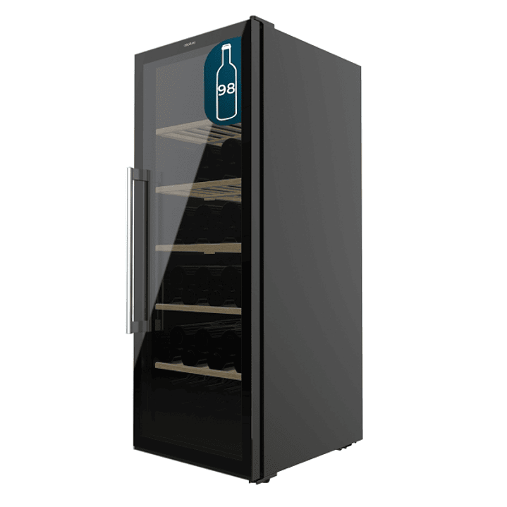 Cecotec Bolero GrandSommelier 98000 Black Vinoteca 98 Botellas - Capacidad 201L - Silencioso 37dB - Luz LED - Pantalla LED - Temperatura Regulable - A 1
