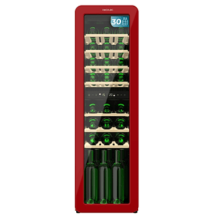 Cecotec Bolero GrandSommelier Origin Duo 30 Hit Red Vinoteca para 30 Botellas - Luz LED - Temperatura Regulable - Estilo Retro - Ventilador Interior -