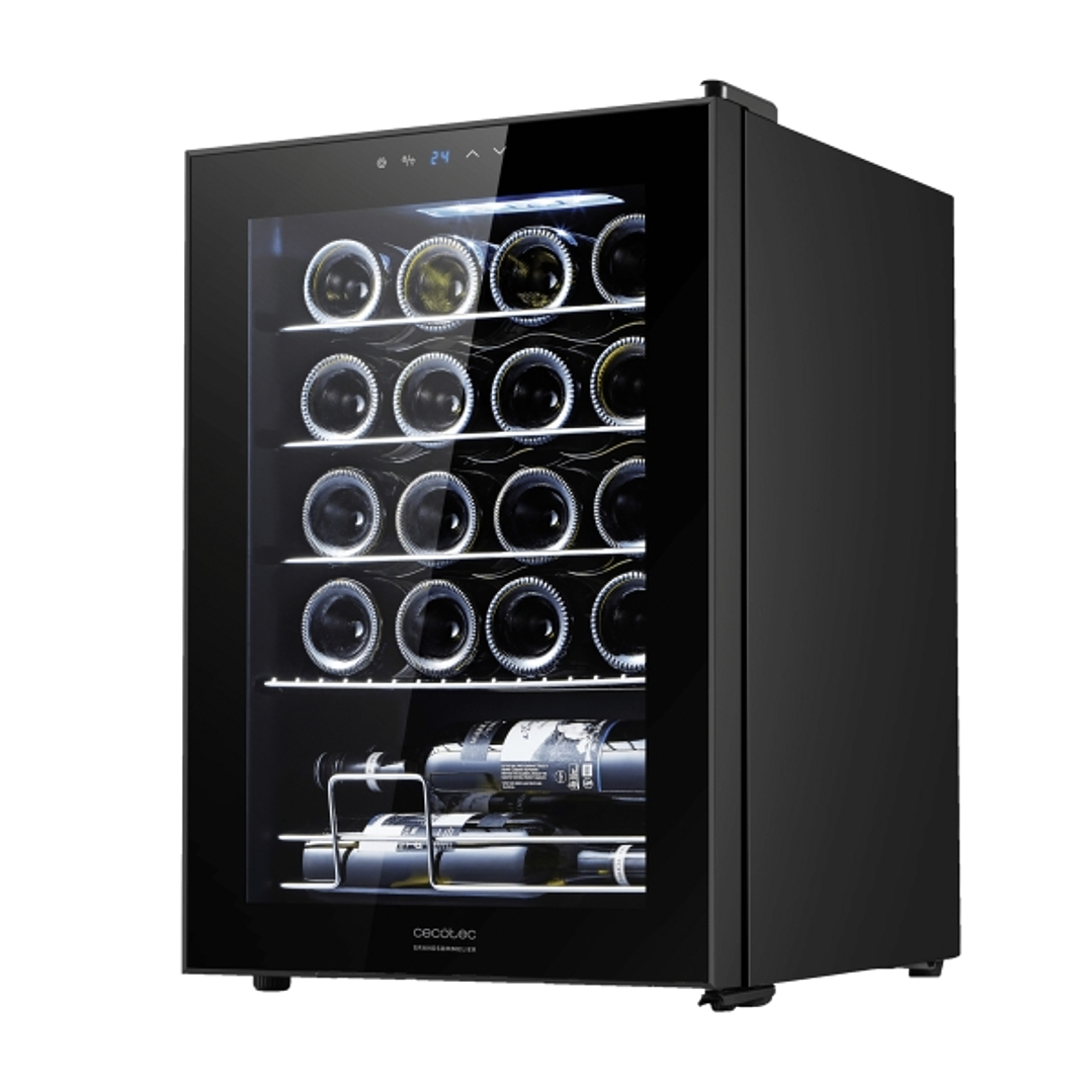 Cecotec Bolero GrandSommelier 2050 Black Compressor Vinoteca para 20 Botellas - Silencioso 39dB - Temperatura Regulable - Compresor de Enfriamiento -  1