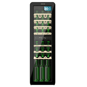 Cecotec Bolero GrandSommelier Origin Duo 30 Hit Black Vinoteca para 30 Botellas - Luz LED - Temperatura Regulable - Estilo Retro - Ventilador Interior