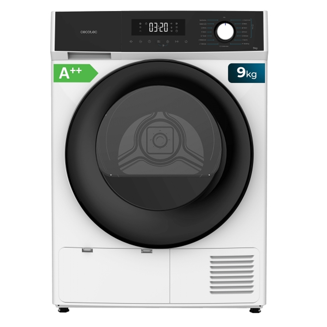 Cecotec Bolero Dresscode Dry 9300 Secadora con Bomba de Calor de 9kg - 15 Programas - Inicio Programable - Bloqueo de Seguridad - Color Blanco y Negro 1