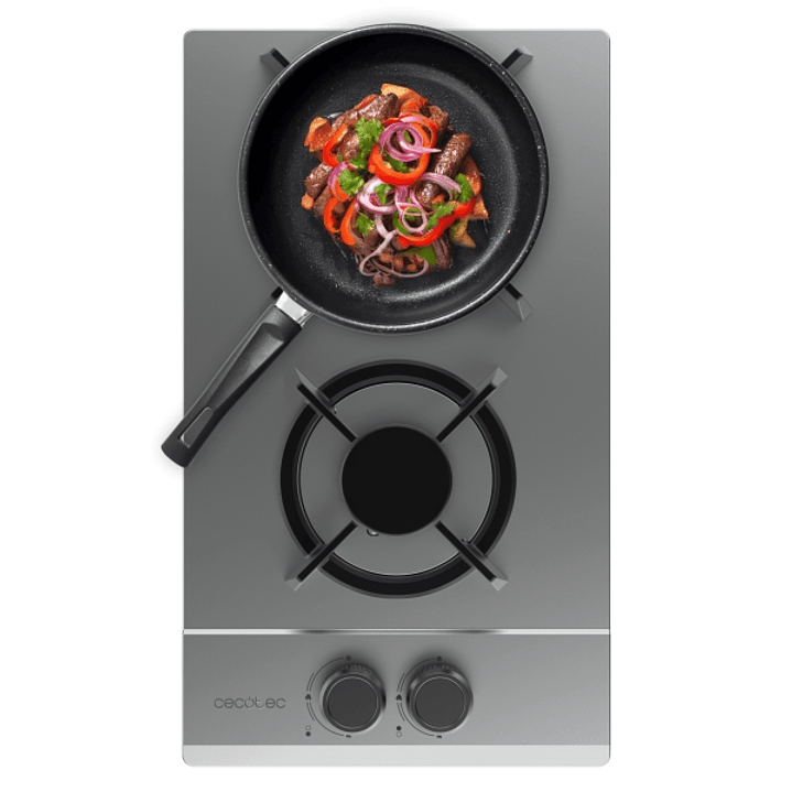 Cecotec Bolero Squad G 2200S Inox Cocina de Gas Encastrable - 2 Quemadores - Acero Inoxidable - 5.25kW - Parrillas de Hierro Fundido - Inyector Conver 1