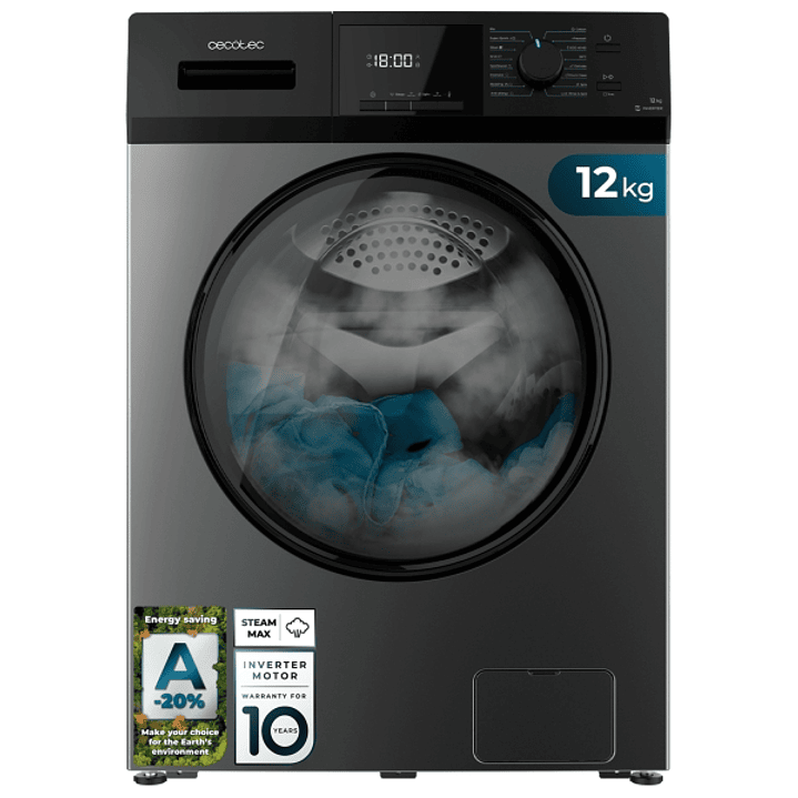 Cecotec Bolero DressCode 12410 Inverter Steel Lavadora de Carga Frontal - 12kg - centrifugado 1400rpm - Temperatura Regulable - Seguro Infantil - Moto 1