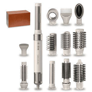 Cecotec CeramicCare 12in1 AirGlam Champagne Moldeador Multifuncion - 1400W - Cable 1.8m - Temperatura Regulable - Incluye Peines Guia y Cabezales - Re