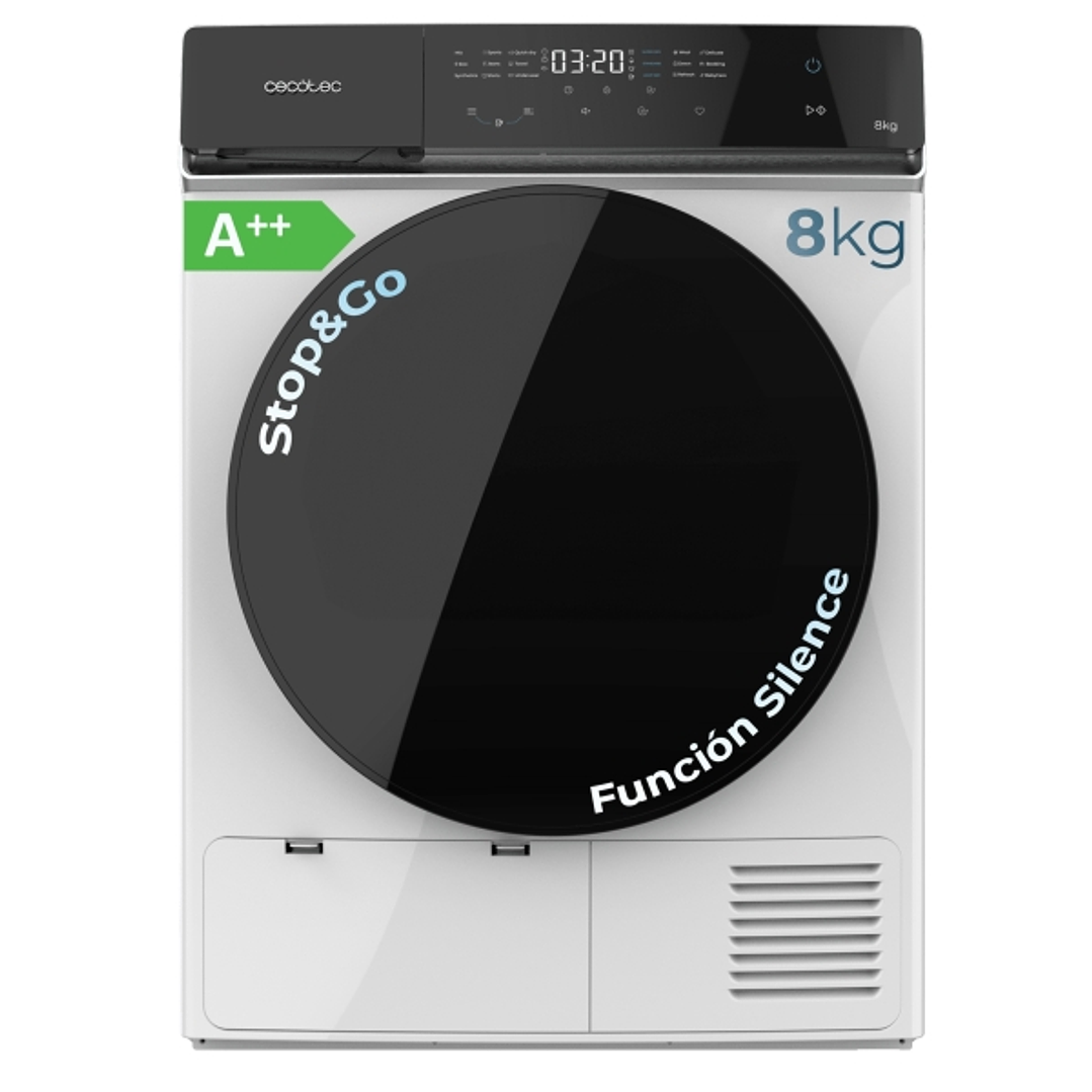 Cecotec Bolero DressCode Dry 8400 Max Secadora con Bomba de Calor de 8kg - 15 Programas - Tambor de Acero Inoxidable - Inicio Programable - Bloqueo de 1