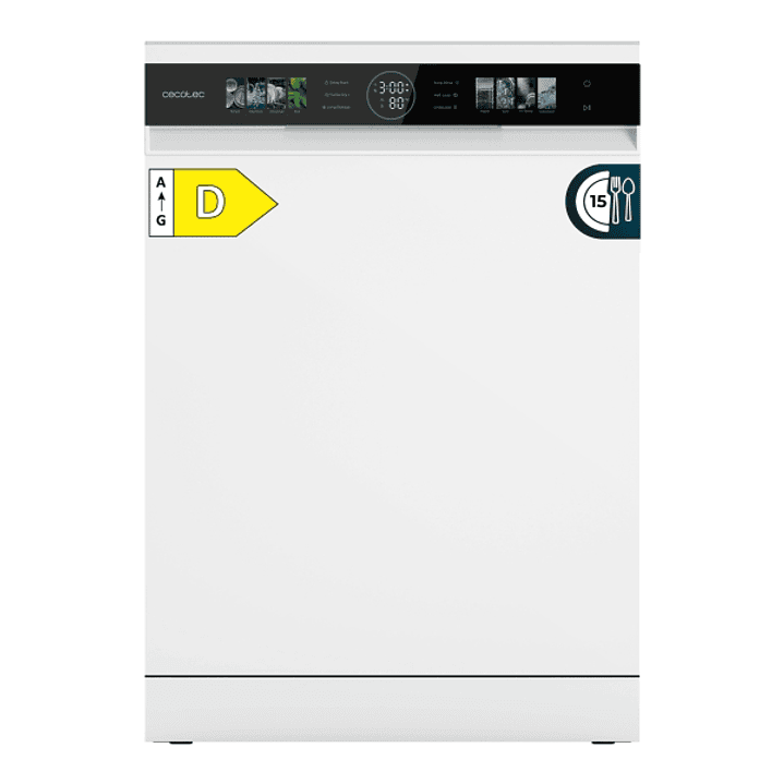 Cecotec Bolero Aguazero 6320 Lavavajillas de 60cm - 15 Servicios - Modo Turbo - Pantalla XXL - 8 Programas - Bandeja para Cubiertos - Inicio Programab 1