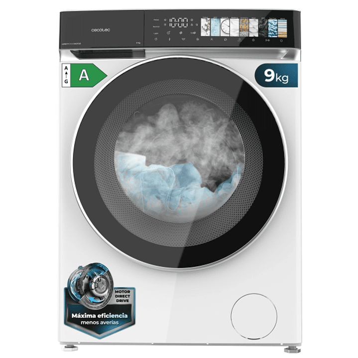 Cecotec Bolero DressCode 9970 Direct Drive Lavadora de Carga Frontal - Capacidad 9kg - Velocidad 1400rpm - Puerta XXL - 11 Programas - Color Blanco y  1