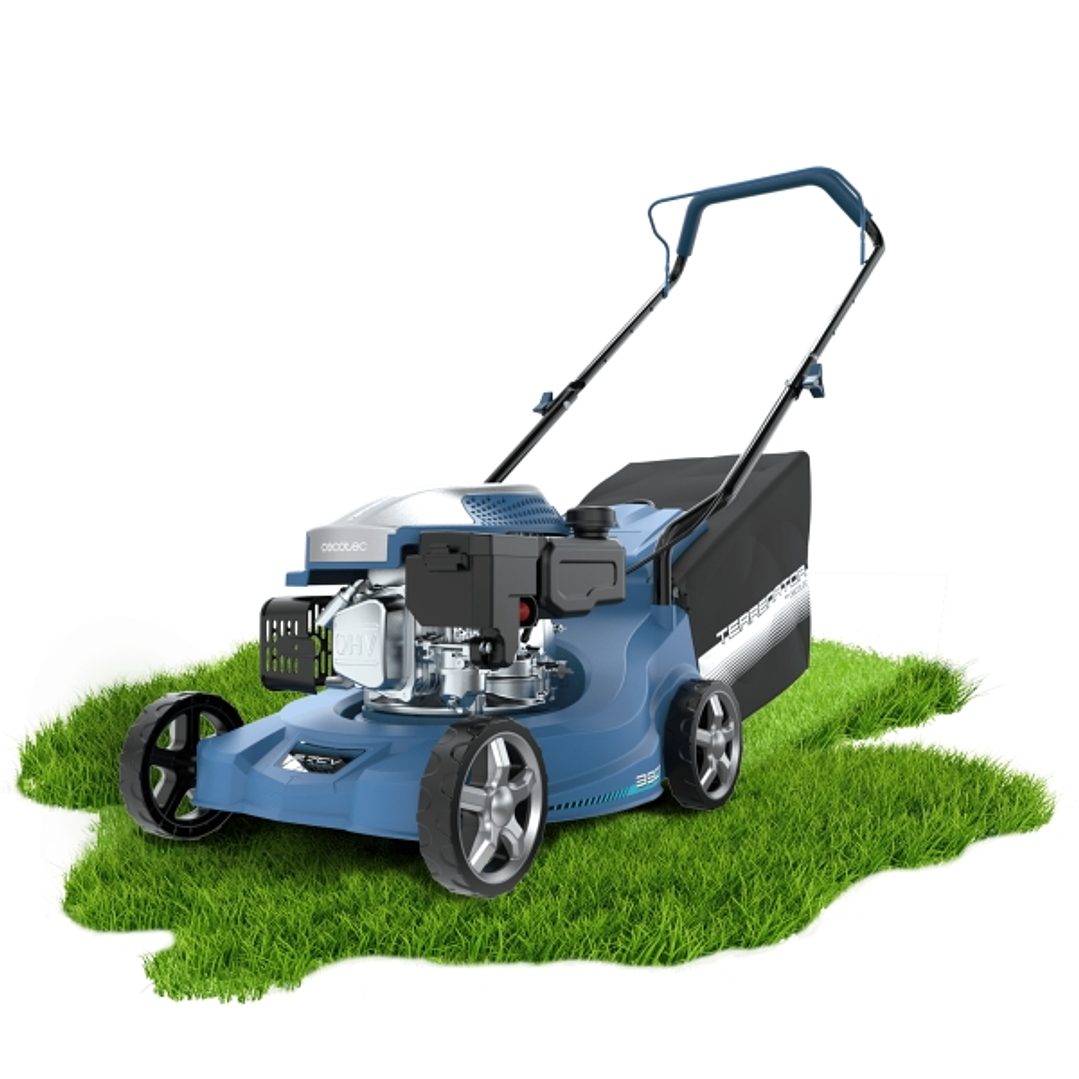 Cecotec Terrenator 2700.39 Power Cortacesped de Gasolina - Deposito 0.8L - Ancho de Corte 39+cm - Motor de 127cc - Tanque de Aceite 0.5 L - Altura de  1