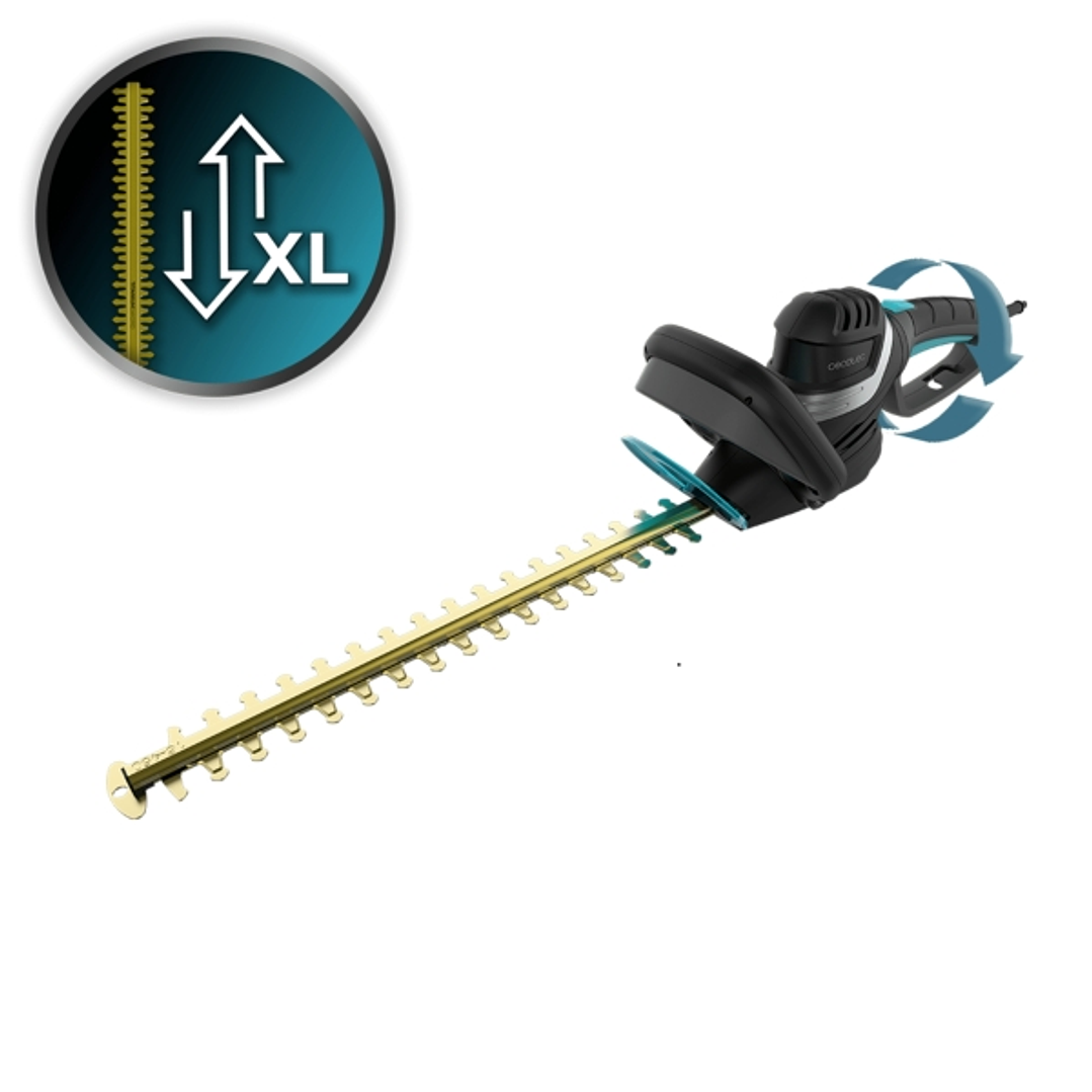 Cecotec TitaniumSword 610 XL Cortasetos - Espada XL de 61cm - Mando Rotatorio - Encendido Seguro - Cubierta Protectora - Cuchillas de Titanio - Color  1