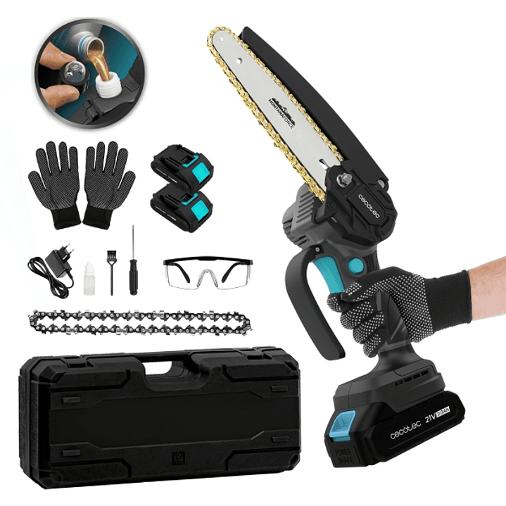 Cecotec MontanaForce 6000 Hand Sierra de Podar Inalambrica - 700W - 2 Baterias 21V 2Ah - Incluye Accesorios - Motor sin Escobillas - Engrasador de Cad 1