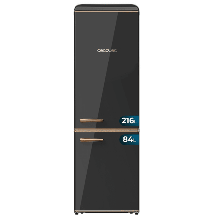 Cecotec Bolero CoolMarket Combi Origin 300 Black E Frigorifico Combi - Capacidad 300L - Temperatura Regulable - Estilo Retro - Cajon para Carne y Pesa 1