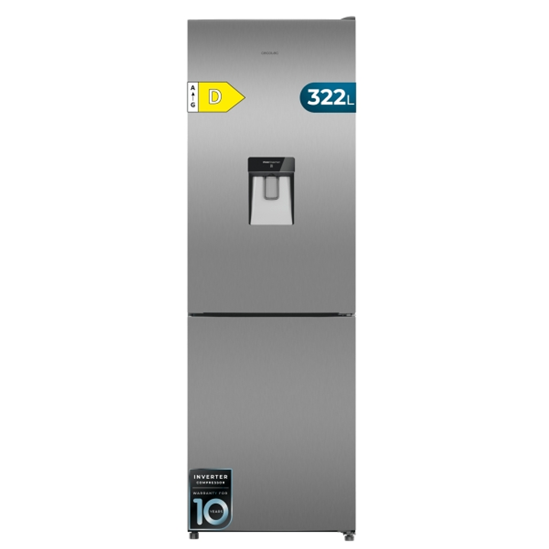 Cecotec Bolero CoolMarket Combi 322i WD Inox D Frigorifico Combi - Capacidad 322L - Deposito de 322L - Luz LED - Temperatura Regulable - Acero Inoxida 1