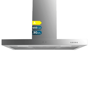 Cecotec Bolero Flux TM 906500 Inox A Campana Extractora de 90cm - 165W - Succion 650m3/h - Luz LED - Incluye Accesorios - Acero Inoxidable - Kit de Mo