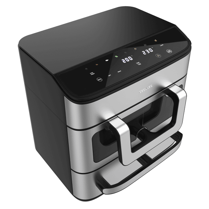 Cecotec Cecofry FoodCourt 18000 4Pizza + Horno de 18L y Freidora de Aire de 9L - 2700W - Acero Inoxidable - Piedra para Pizza - Pared Divisoria - Colo 1